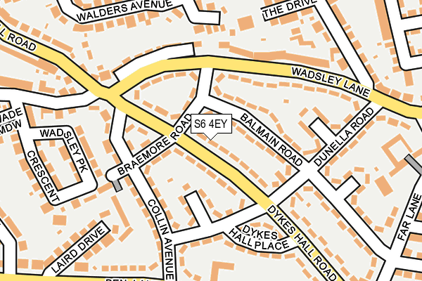 S6 4EY map - OS OpenMap – Local (Ordnance Survey)