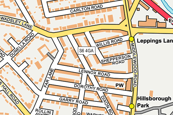 S6 4GA map - OS OpenMap – Local (Ordnance Survey)