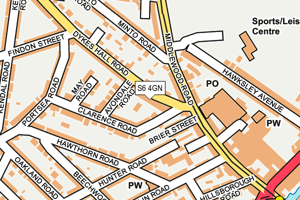 S6 4GN map - OS OpenMap – Local (Ordnance Survey)