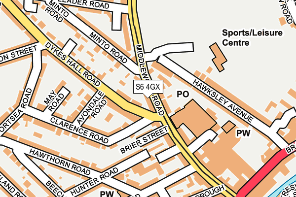 S6 4GX map - OS OpenMap – Local (Ordnance Survey)