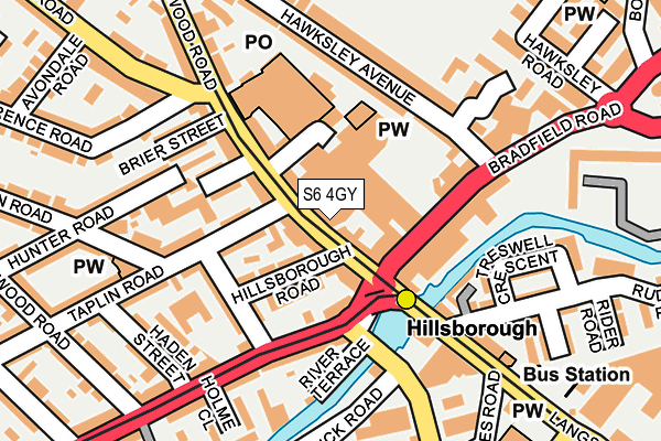 S6 4GY map - OS OpenMap – Local (Ordnance Survey)