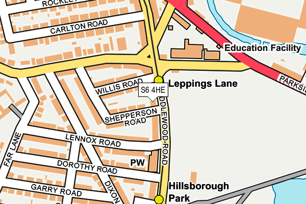 S6 4HE map - OS OpenMap – Local (Ordnance Survey)