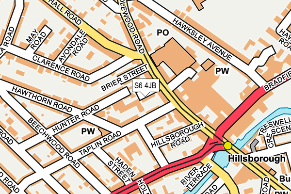 S6 4JB map - OS OpenMap – Local (Ordnance Survey)