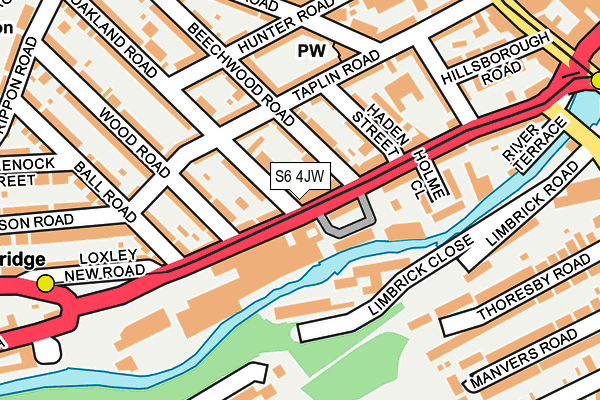 S6 4JW map - OS OpenMap – Local (Ordnance Survey)