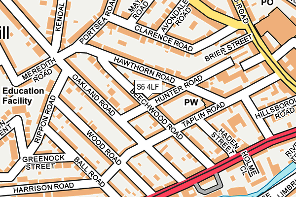 S6 4LF map - OS OpenMap – Local (Ordnance Survey)