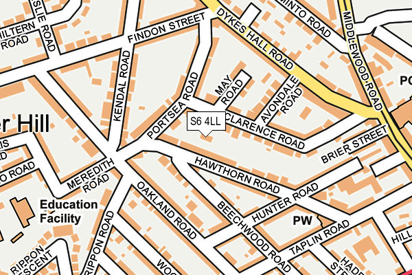 S6 4LL map - OS OpenMap – Local (Ordnance Survey)