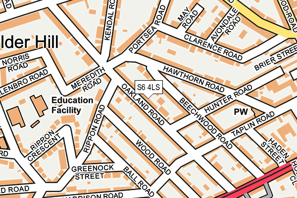 S6 4LS map - OS OpenMap – Local (Ordnance Survey)