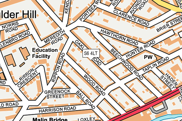 S6 4LT map - OS OpenMap – Local (Ordnance Survey)