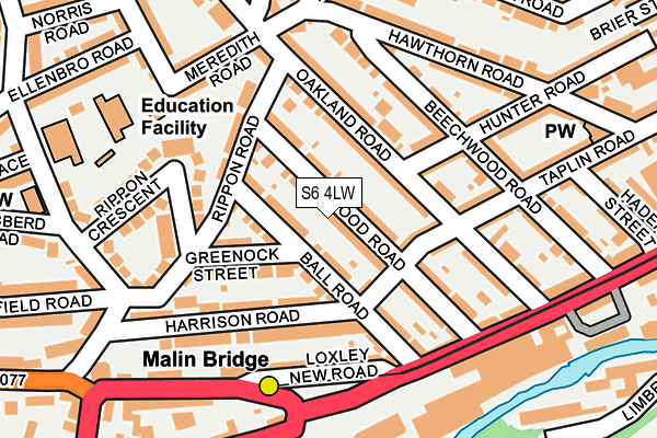S6 4LW map - OS OpenMap – Local (Ordnance Survey)
