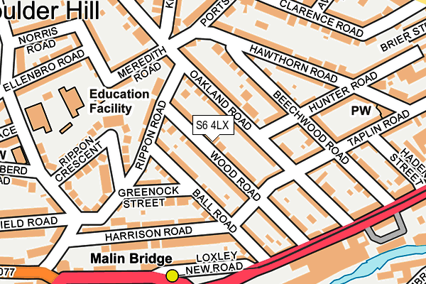 S6 4LX map - OS OpenMap – Local (Ordnance Survey)