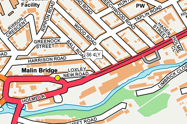 S6 4LY map - OS OpenMap – Local (Ordnance Survey)