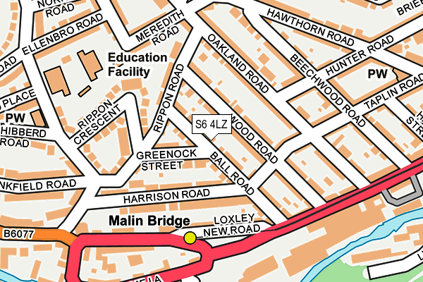 S6 4LZ map - OS OpenMap – Local (Ordnance Survey)