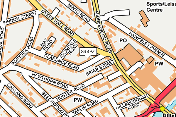 S6 4PZ map - OS OpenMap – Local (Ordnance Survey)