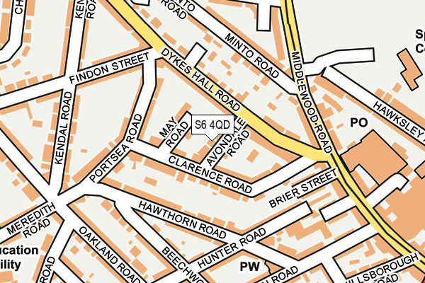 S6 4QD map - OS OpenMap – Local (Ordnance Survey)