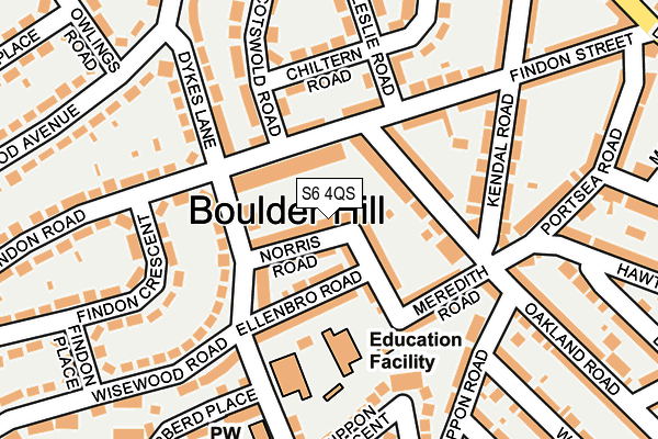 S6 4QS map - OS OpenMap – Local (Ordnance Survey)