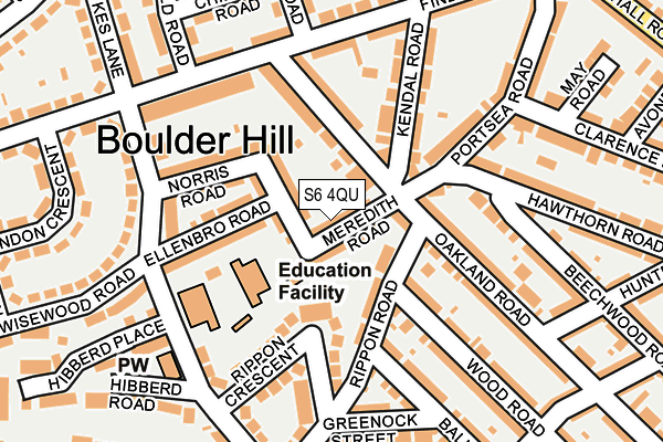 S6 4QU map - OS OpenMap – Local (Ordnance Survey)