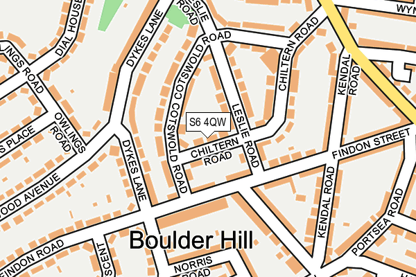 S6 4QW map - OS OpenMap – Local (Ordnance Survey)