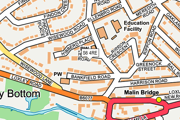 S6 4RE map - OS OpenMap – Local (Ordnance Survey)