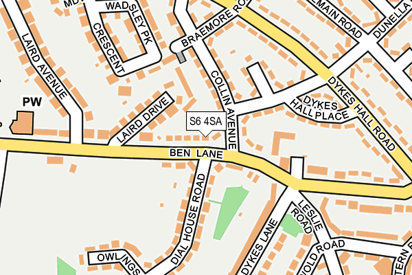 S6 4SA map - OS OpenMap – Local (Ordnance Survey)