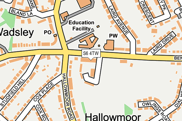 S6 4TW map - OS OpenMap – Local (Ordnance Survey)