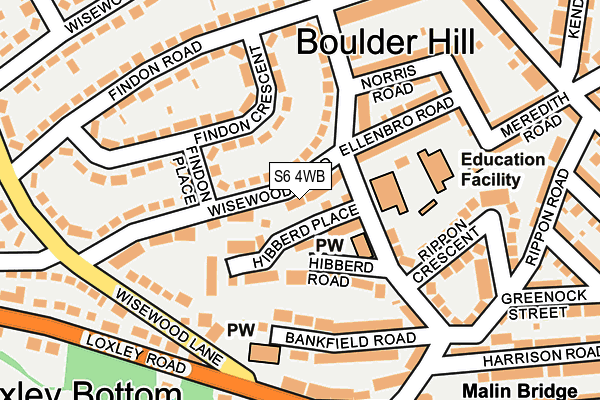 S6 4WB map - OS OpenMap – Local (Ordnance Survey)