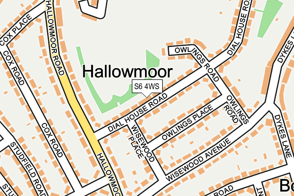 S6 4WS map - OS OpenMap – Local (Ordnance Survey)