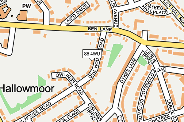 S6 4WU map - OS OpenMap – Local (Ordnance Survey)