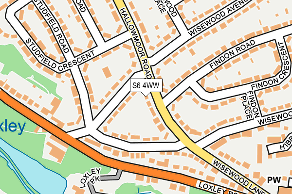 S6 4WW map - OS OpenMap – Local (Ordnance Survey)