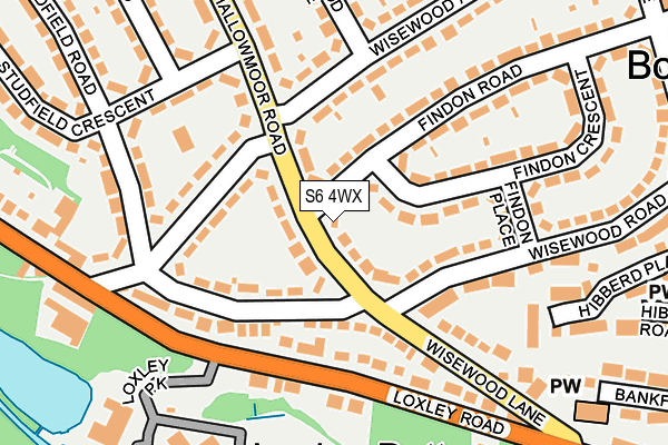 S6 4WX map - OS OpenMap – Local (Ordnance Survey)