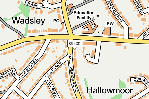 S6 4XD map - OS OpenMap – Local (Ordnance Survey)