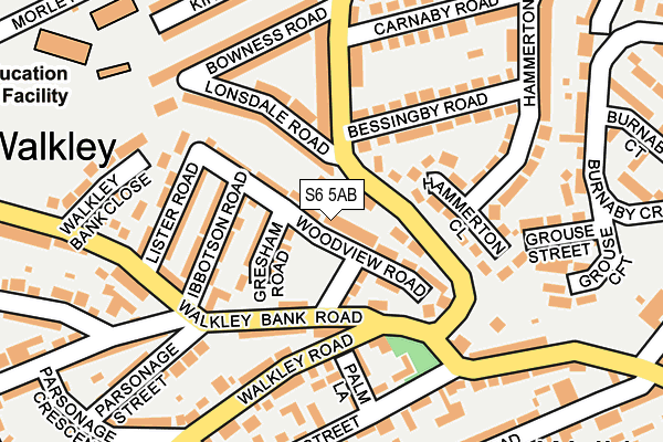 S6 5AB map - OS OpenMap – Local (Ordnance Survey)