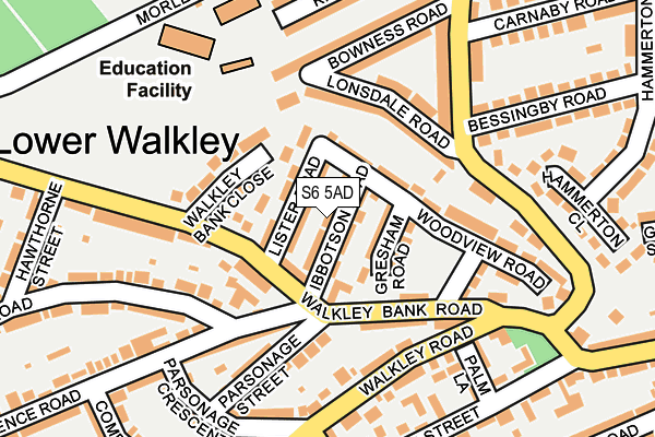 S6 5AD map - OS OpenMap – Local (Ordnance Survey)