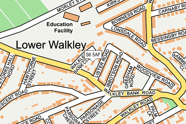 S6 5AF map - OS OpenMap – Local (Ordnance Survey)