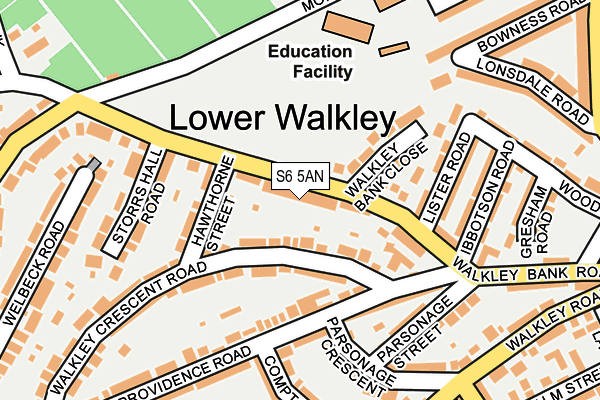 S6 5AN map - OS OpenMap – Local (Ordnance Survey)