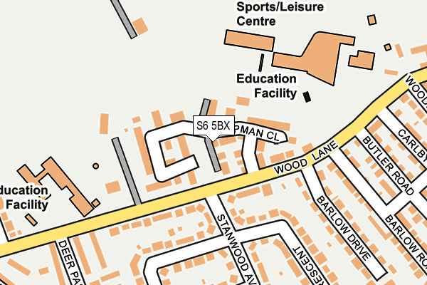 S6 5BX map - OS OpenMap – Local (Ordnance Survey)