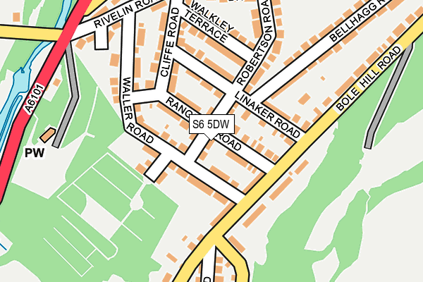 S6 5DW map - OS OpenMap – Local (Ordnance Survey)