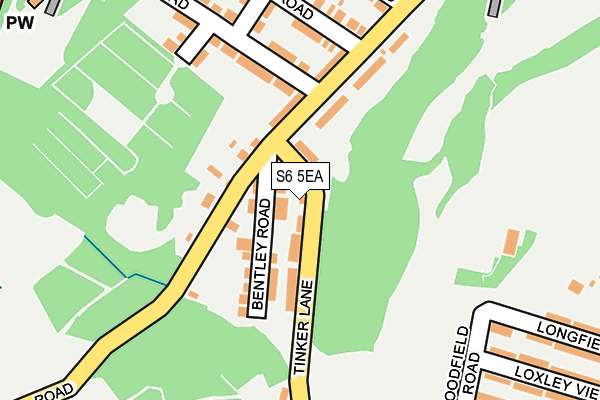 S6 5EA map - OS OpenMap – Local (Ordnance Survey)