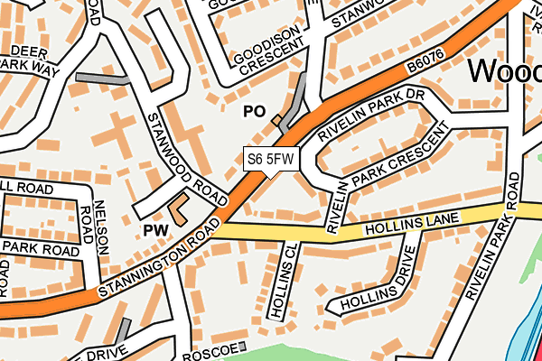 S6 5FW map - OS OpenMap – Local (Ordnance Survey)