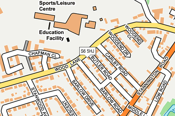 S6 5HJ map - OS OpenMap – Local (Ordnance Survey)