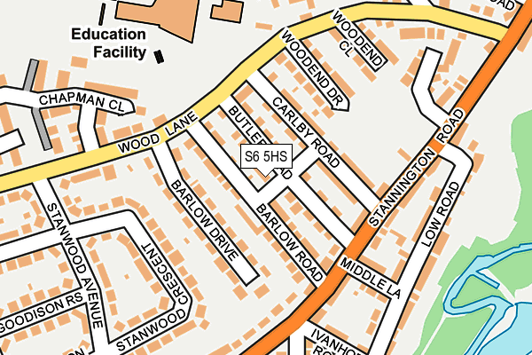 S6 5HS map - OS OpenMap – Local (Ordnance Survey)