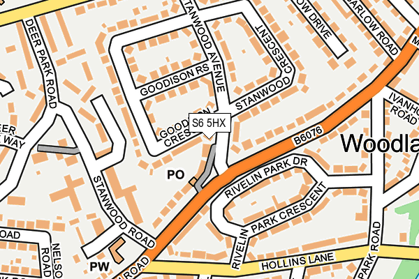 S6 5HX map - OS OpenMap – Local (Ordnance Survey)