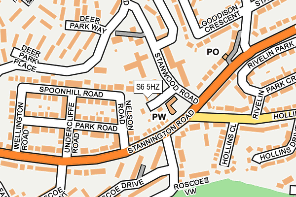 S6 5HZ map - OS OpenMap – Local (Ordnance Survey)