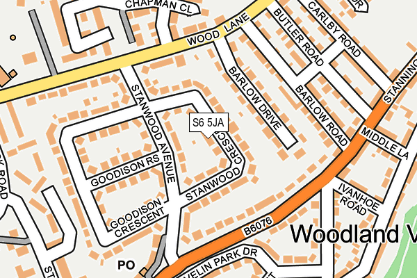 S6 5JA map - OS OpenMap – Local (Ordnance Survey)