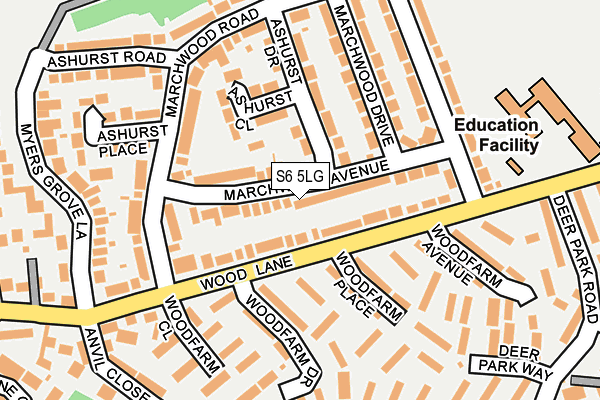 S6 5LG map - OS OpenMap – Local (Ordnance Survey)