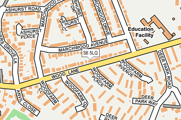 S6 5LQ map - OS OpenMap – Local (Ordnance Survey)