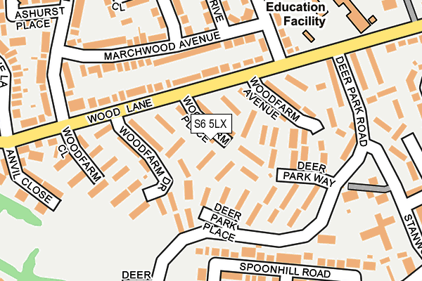 S6 5LX map - OS OpenMap – Local (Ordnance Survey)
