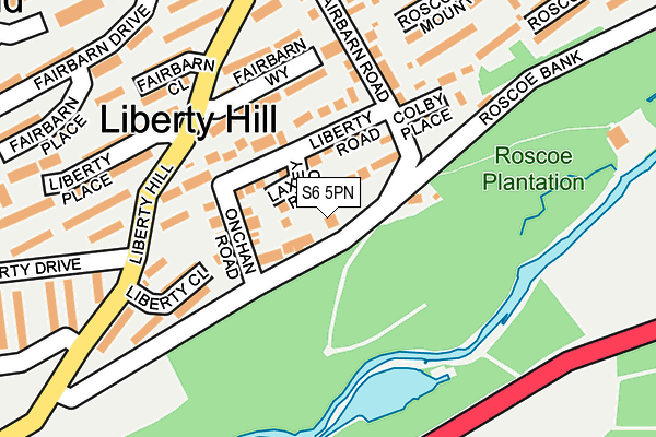 S6 5PN map - OS OpenMap – Local (Ordnance Survey)