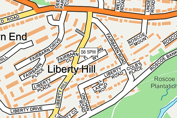 S6 5PW map - OS OpenMap – Local (Ordnance Survey)