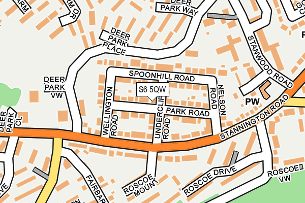S6 5QW map - OS OpenMap – Local (Ordnance Survey)