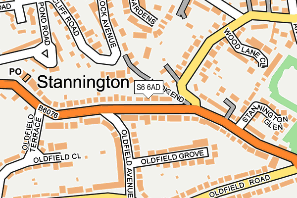 S6 6AD map - OS OpenMap – Local (Ordnance Survey)